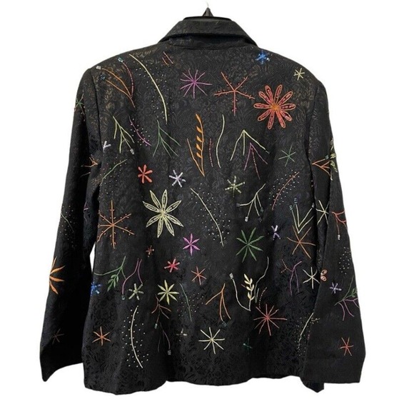 Vintage Indigo Moon Black Embellished Collared Long Sleeve Jacket Size L EUC - Picture 11 of 11